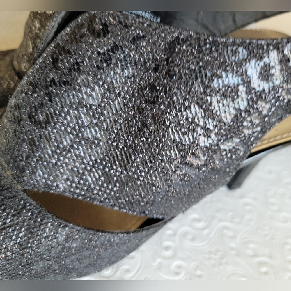 Bandolino Mirabella Women"s Sz 6 peep toe black animal print - Picture 5 of 15